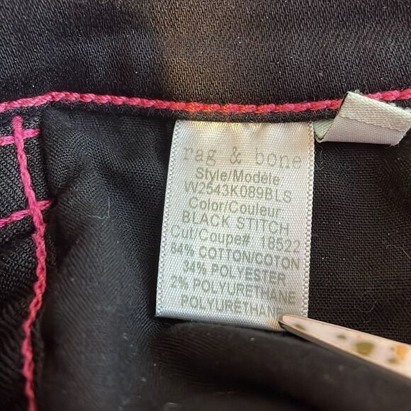 Rag & Bone black skinny jeans pink stitching  28 - Picture 8 of 8